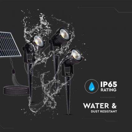 SET 3x Lámpara solar LED para exteriores 3xLED/1,2W/3,7V IP65 3000K 4000 mAh