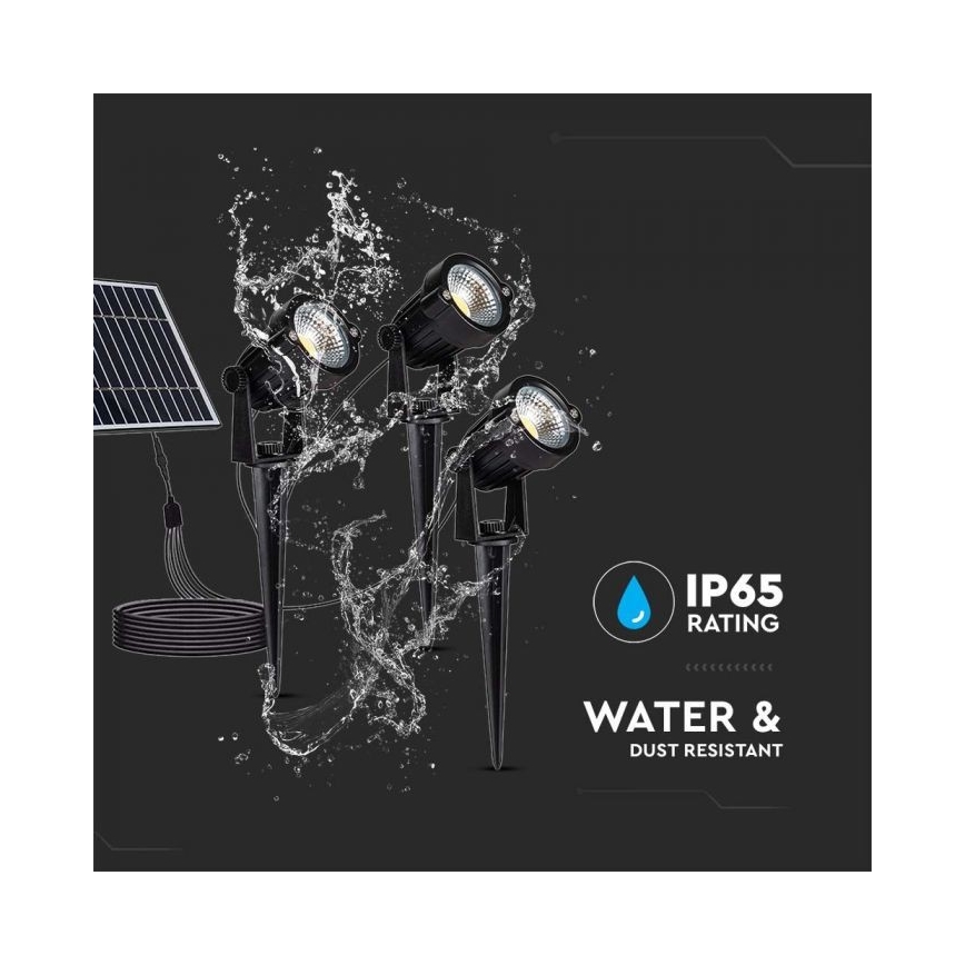 SET 3x Lámpara solar LED para exteriores 3xLED/1,2W/3,7V IP65 3000K 4000 mAh