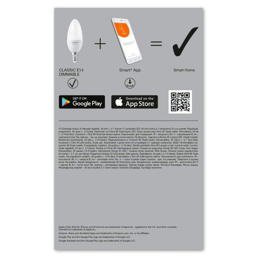 SET 3x LED Bombilla regulable SMART+ E14/5W/230V 2700K Wi-Fi - Ledvance