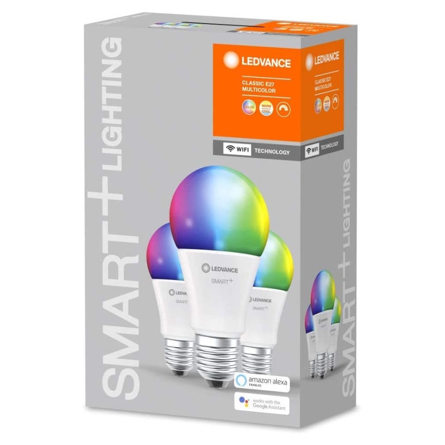 SET 3x LED RGB Bombilla regulable SMART+ E27/9W/230V 2700K-6500K Wi-Fi - Ledvance