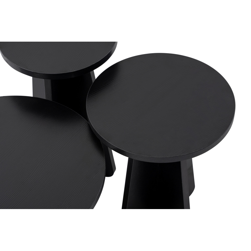 SET 3x Mesa auxiliar LUME diá. 28/33/43 cm negro