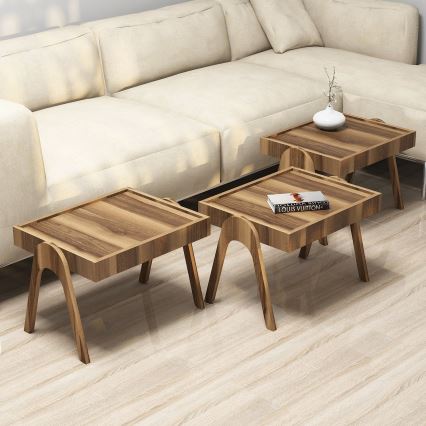 SET DE 3 mesas auxiliares 41x53,6 cm ROMA marrón