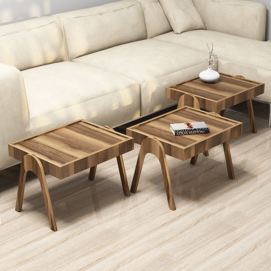 SET DE 3 mesas auxiliares 41x53,6 cm ROMA marrón