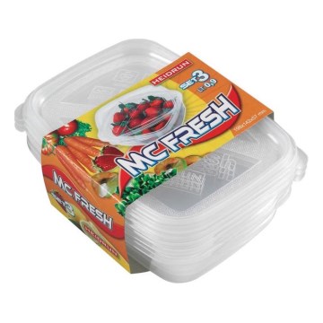 SET 3x Recipiente de comida 0,9 l transparente