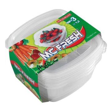 SET 3x Recipiente de comida 1,2 l transparente