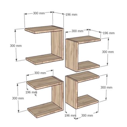 SET DE 4 estantes de pared BASE marrón