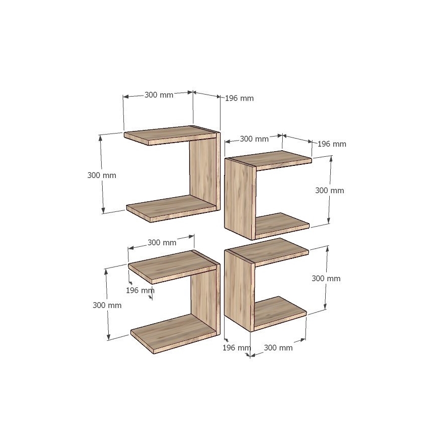 SET DE 4 estantes de pared BASE marrón