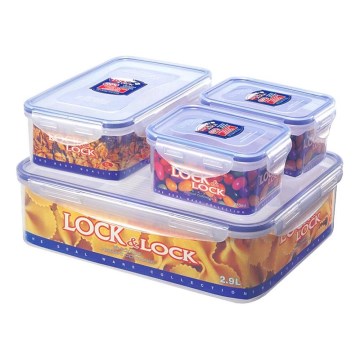 SET 4x Recipiente de comida LOCK 0,47/1/3,9 l azul/transparente