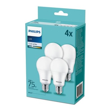 SET 4xLED Bombilla Philips A60 E27/10W/230V 4000K