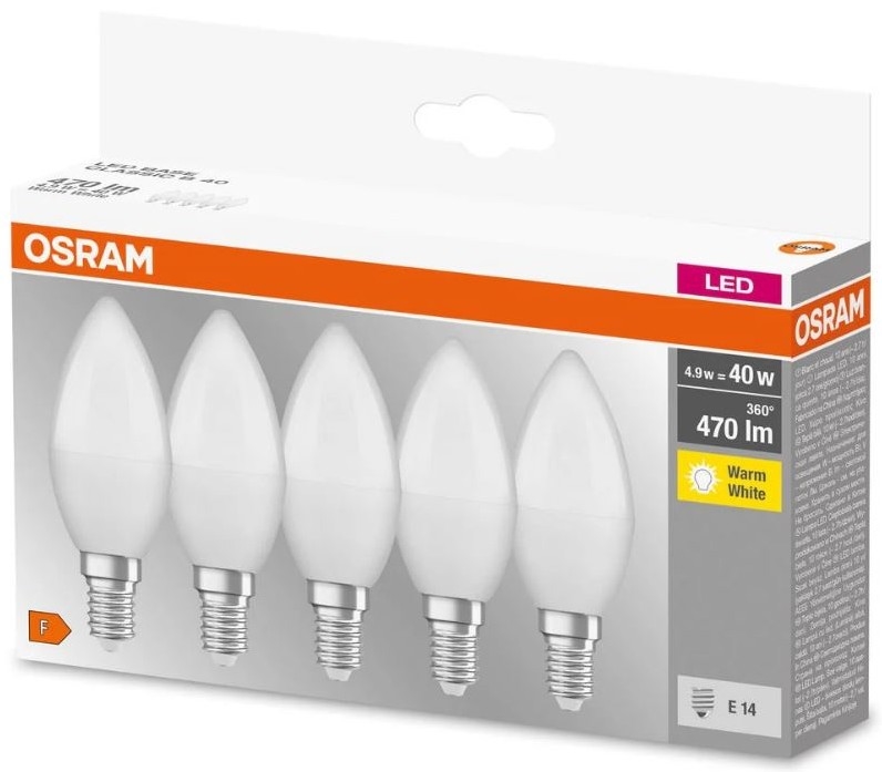 SET 5x Bombilla LED BASE B40 E14/4,9W/230V 2700K - Osram