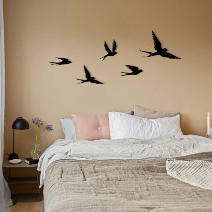 SET 5x Decoración de pared pájaros metal