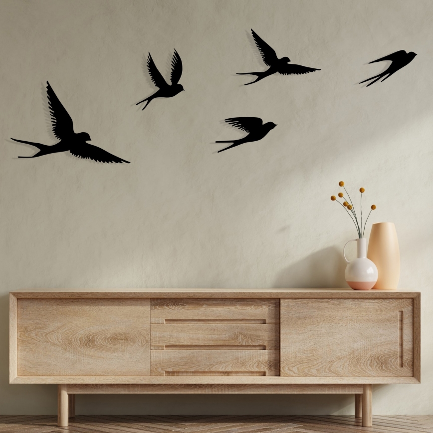 SET 5x Decoración de pared pájaros metal