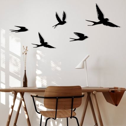 SET 5x Decoración de pared pájaros metal