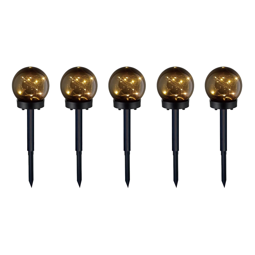 SET 5x Lámpara solar LED 5xLED/0,12W/1,2V 3000K IP44 40 mAh negro
