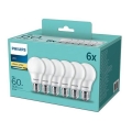 SET 6x Bombilla LED Philips A60 E27/8W/230V 2700K