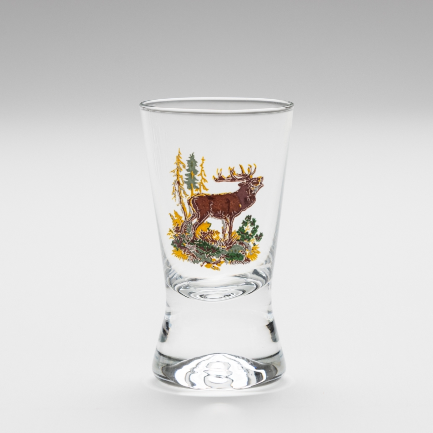 Set 6x copas de licor con motivo de caza