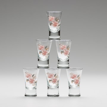 Set 6x copas de licor con motivo de ramo de flores n° 2