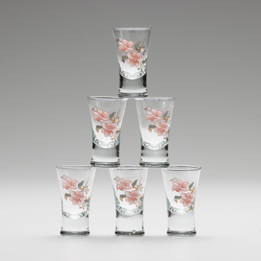 Set 6x copas de licor con motivo de ramo de flores n° 2