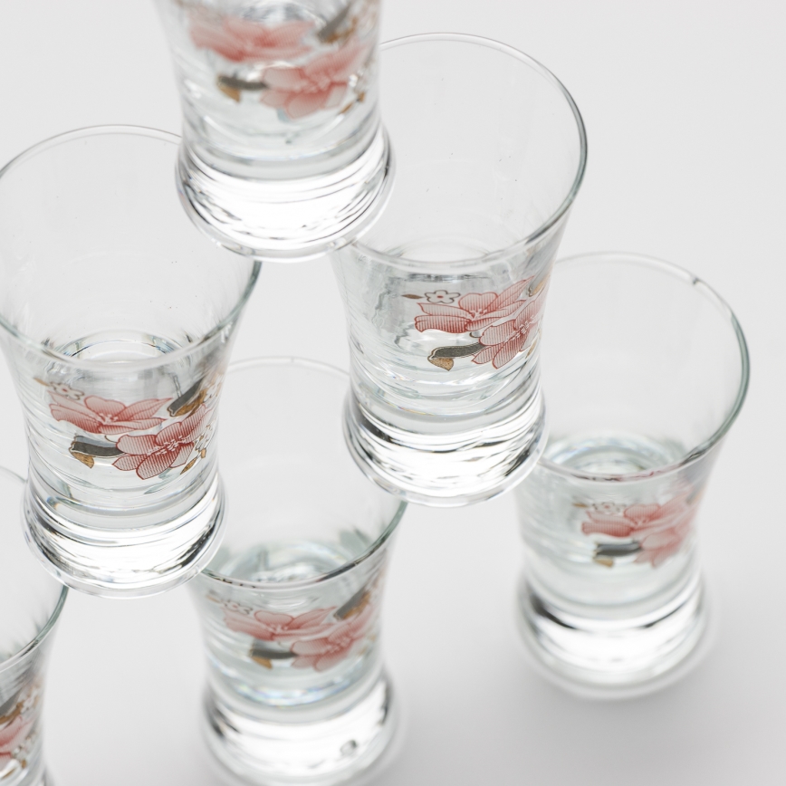 Set 6x copas de licor con motivo de ramo de flores n° 2