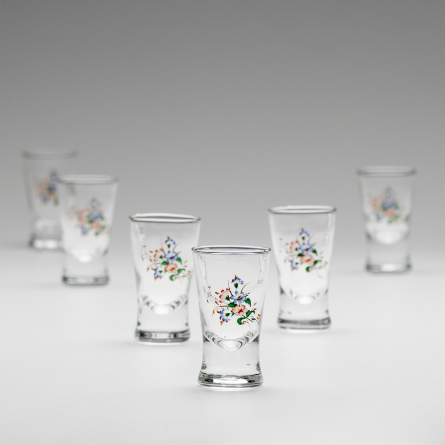 Set 6x copas de licor con motivo de ramo de flores n° 3