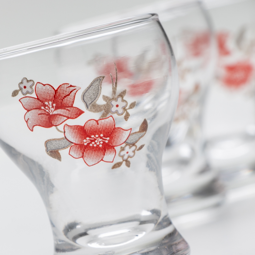 Set 6x copas de licor transparente - motivo floral n.º 2