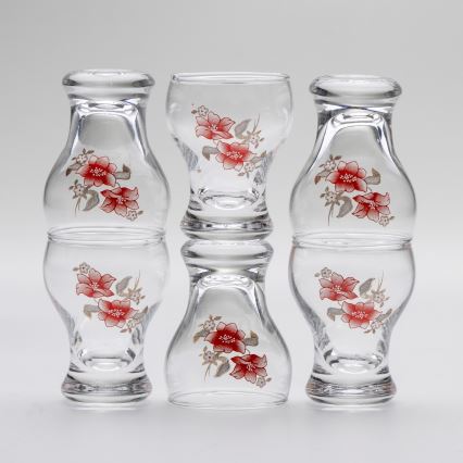 Set 6x copas de licor transparente - motivo floral n.º 2