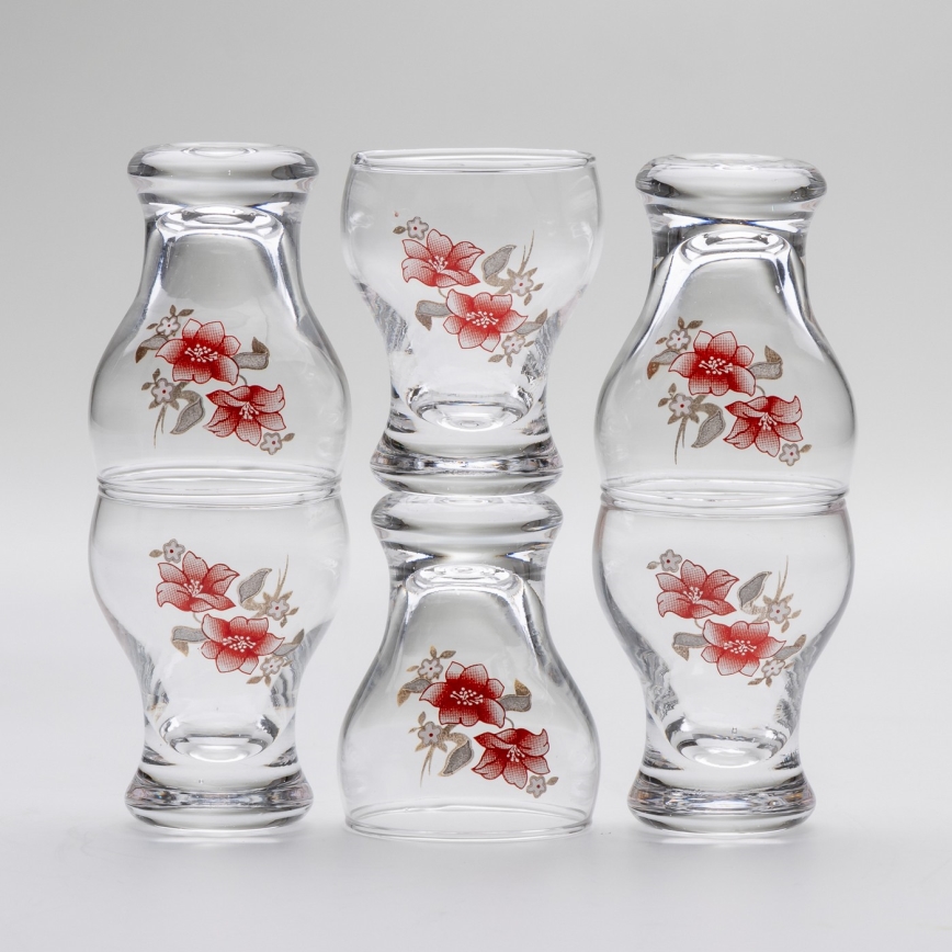 Set 6x copas de licor transparente - motivo floral n.º 2