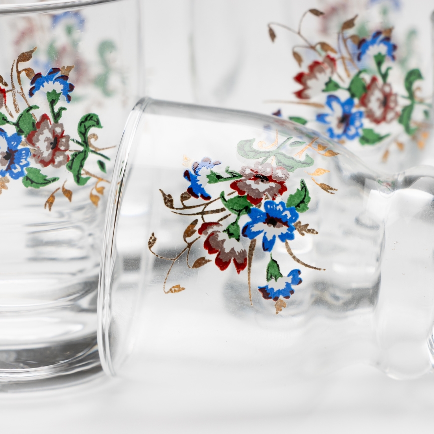 Set 6x copas de licor transparente - motivo floral n.º 5