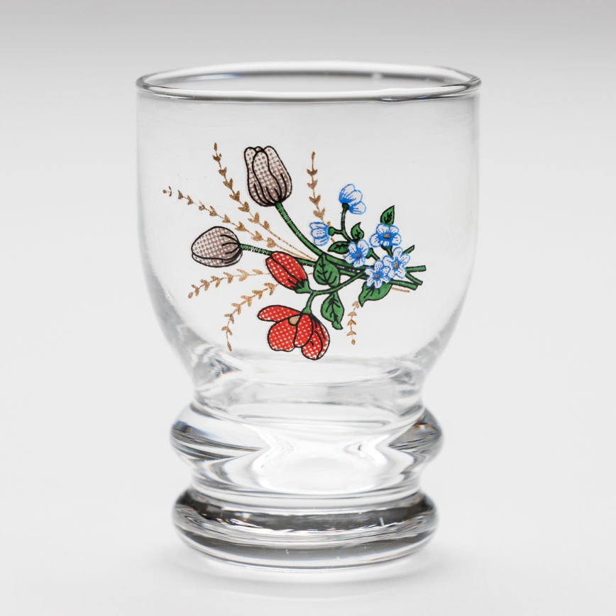 Set 6x copas de licor transparente - motivo floral n° 6