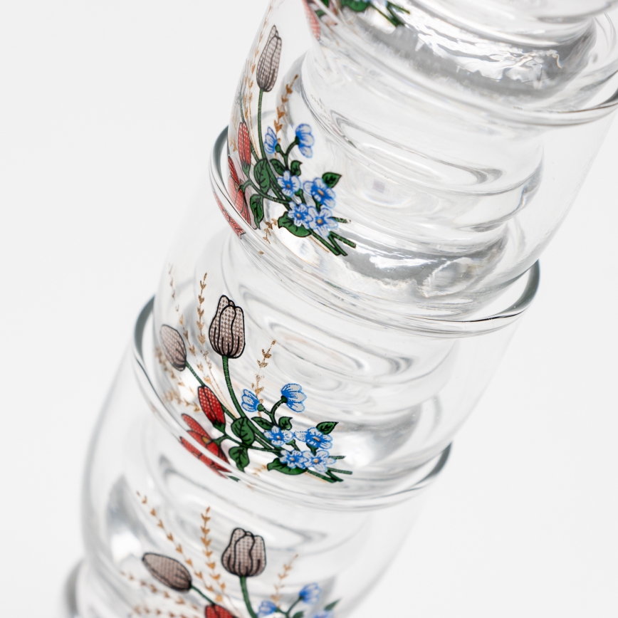 Set 6x copas de licor transparente - motivo floral n° 6