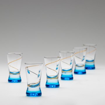Set 6x Vaso de chupito 25 mm transparente azul