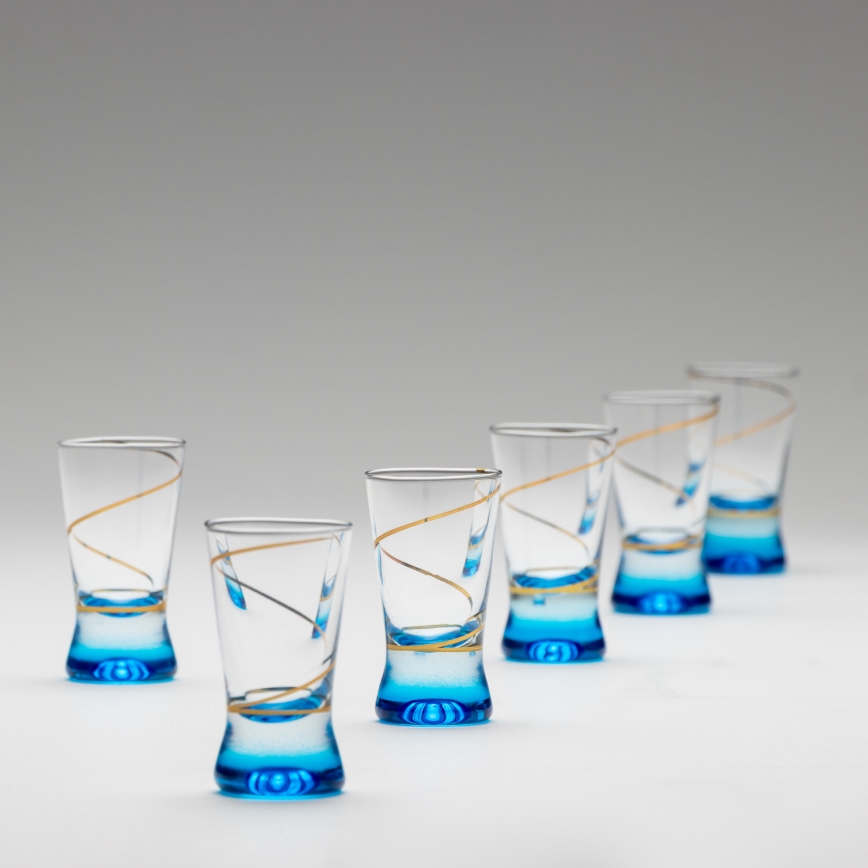 Set 6x Vaso de chupito 25 mm transparente azul
