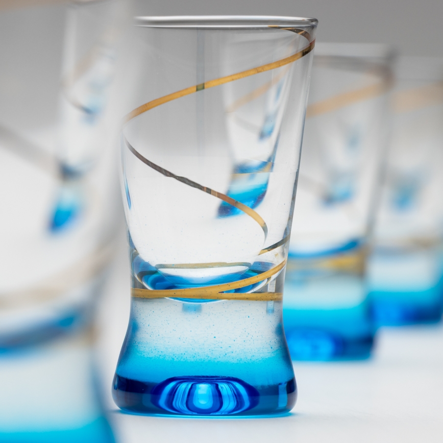 Set 6x Vaso de chupito 25 mm transparente azul