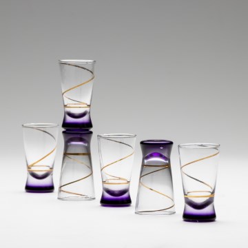 Set 6x Vaso de chupito 25 mm transparente morada