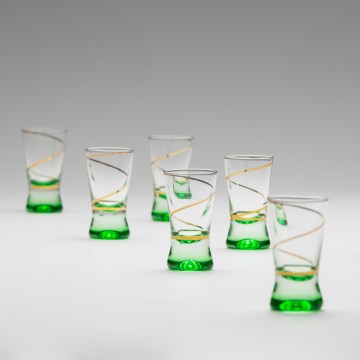 Set 6x Vaso de chupito 25 mm transparente verde