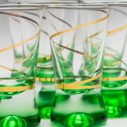 Set 6x Vaso de chupito 25 mm transparente verde