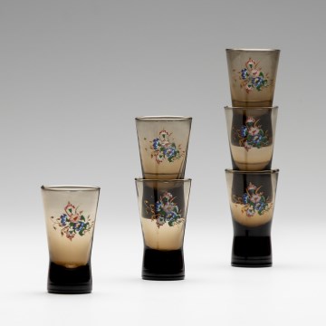 Set 6x Vaso de chupito ahumado con motivo de ramo de flores n° 2