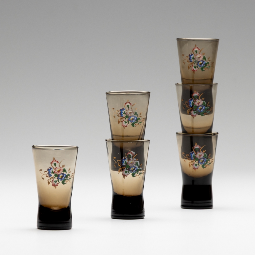 Set 6x Vaso de chupito ahumado con motivo de ramo de flores n° 2