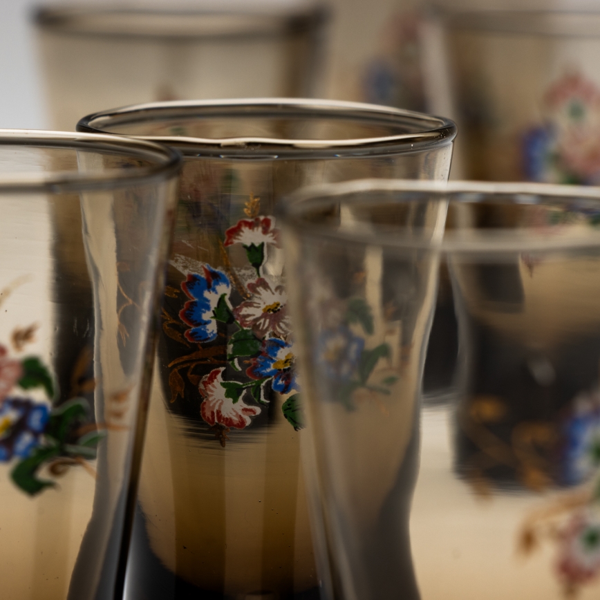 Set 6x Vaso de chupito ahumado con motivo de ramo de flores n° 2