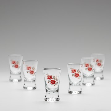 Set 6x Vaso de chupito transparente con motivo de ramo de flores n° 2
