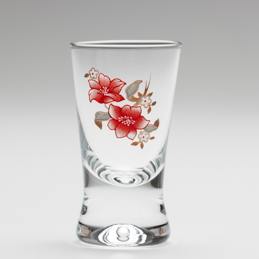 Set 6x Vaso de chupito transparente con motivo de ramo de flores n° 2