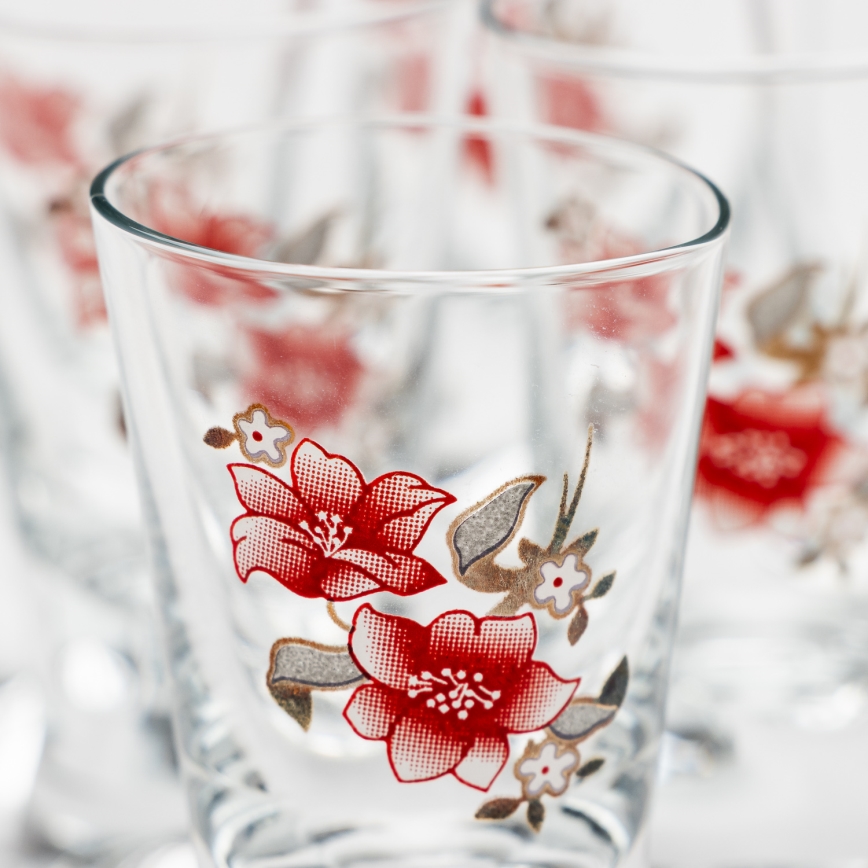 Set 6x Vaso de chupito transparente con motivo de ramo de flores n° 2