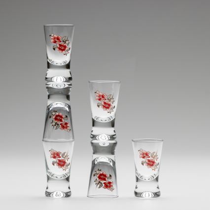 Set 6x Vaso de chupito transparente con motivo de ramo de flores n° 2