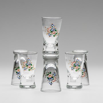 Set 6x Vaso de chupito transparente con motivo de ramo de flores n° 3