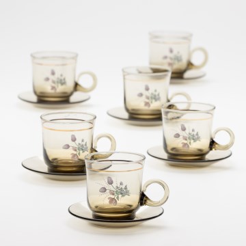 Set 6x vaso de vidrio con platillo ahumado ramo n.º 4