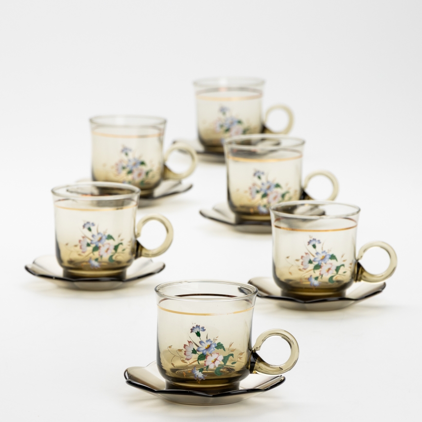 Set 6x vaso de vidrio con platillo ahumado ramo n.º 5