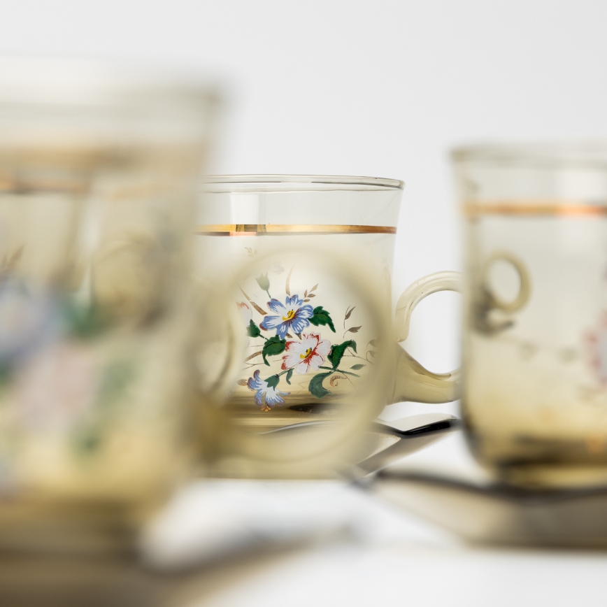 Set 6x vaso de vidrio con platillo ahumado ramo n.º 5