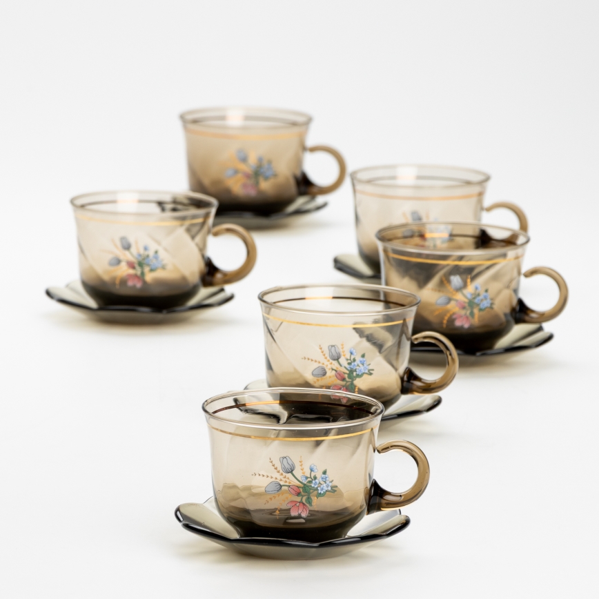 Set 6x vaso de vidrio con platillo ahumado ramo n° 2