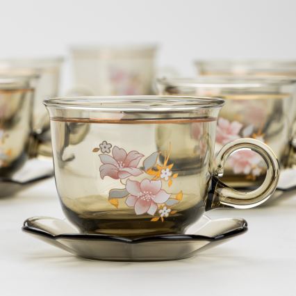 Set 6x vaso de vidrio con platillo ahumado ramo n° 6