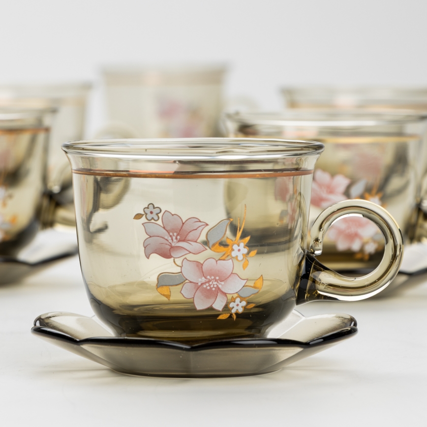 Set 6x vaso de vidrio con platillo ahumado ramo n° 6